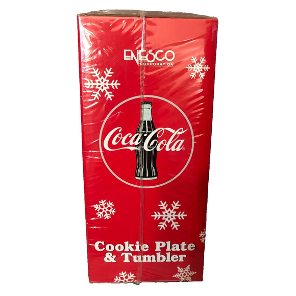 Vintage 1998 Coca Cola Santa Cookie Plate & Tumbler w/ Holiday Ornament NIB - Picture 4 of 6